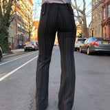 Pinstripe Wide-Leg Pants
