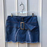 Belted Denim Miniskirt