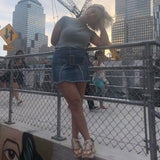 Belted Denim Miniskirt