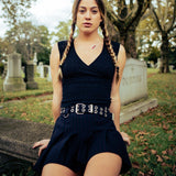 Pinstripe Pleated Miniskirt