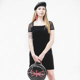 90s Black Velvet A-Line Dress