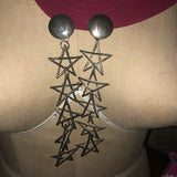 Silvery Pentagram Clip-On Earrings