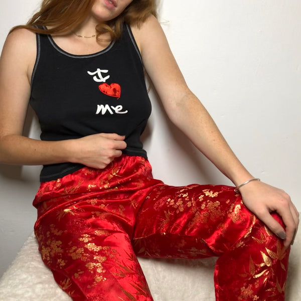 Red Silk Lounge Capri
